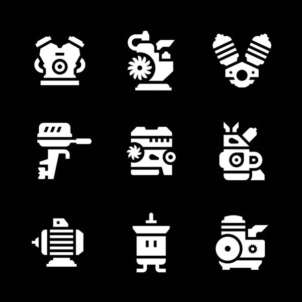 Motor ve motor Icons set — Stok Vektör