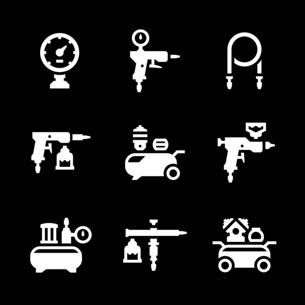 Набор иконок компрессора и аксессуаров
