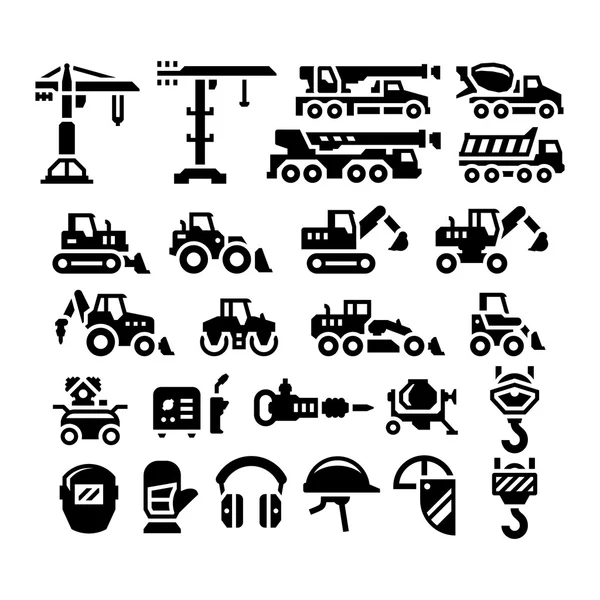 Set iconen van Bouwmachines — Stockvector