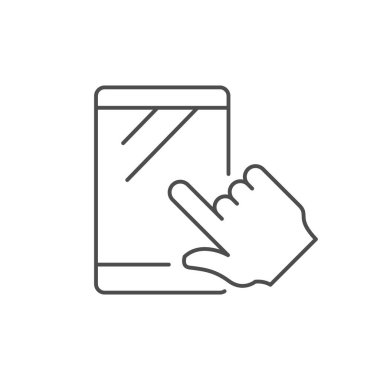 Beyaz üzerine izole edilmiş ekran çizgisi ana simgesine dokun. Vektör illüstrasyonu