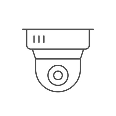 Kubbe güvenlik kamerası çizgisi simgesi beyaza izole edildi. Vektör illüstrasyonu