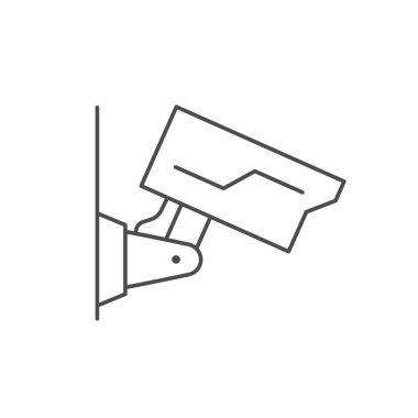 Açık hava CCTV kamera hattı simgesi beyazda izole edildi. Vektör illüstrasyonu