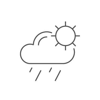 Rain and sun line icon isolated on white. Vector illustration