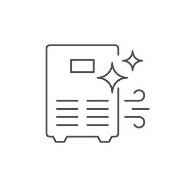 Hava temizleme hattı ana hatları simgesi beyaza izole edildi. Vektör illüstrasyonu