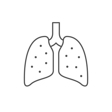 İnsan akciğer çizgisi ana hatları beyaz üzerine izole edilmiş. Vektör illüstrasyonu