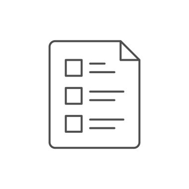 İşaretleme kutusu simgesine sahip belge beyaz üzerine izole edildi. Vektör illüstrasyonu