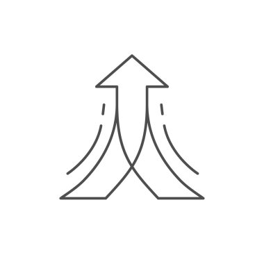 Birleşik ok çizgisi ana hatları simgesi beyaz üzerine izole edildi. Vektör illüstrasyonu