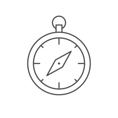 Navigasyonel pusula çizgisi simgesi beyaza izole edildi. Vektör illüstrasyonu