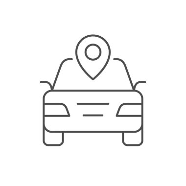 Araba konumu çizgisi çizgisi simgesi beyaza izole edildi. Vektör illüstrasyonu