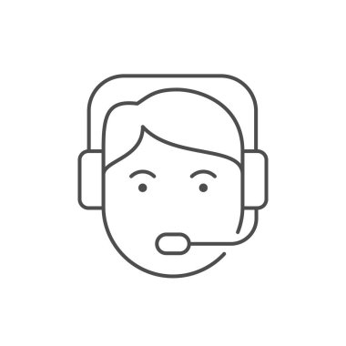 Müşteri destek hattı ana hatları simgesi beyaz üzerine izole edildi. Vektör illüstrasyonu