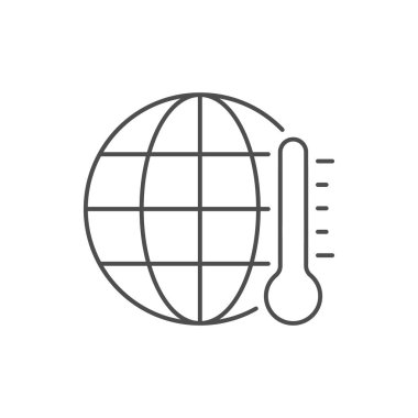Dünya sıcaklığı çizgisi simgesi beyaza izole edilmiş. Vektör illüstrasyonu