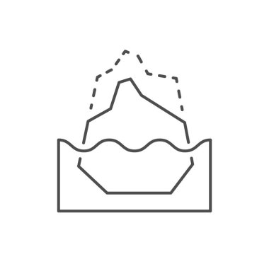 Buzul eritme çizgisi ana hatları beyaz üzerine izole edilmiş ikon. Vektör illüstrasyonu