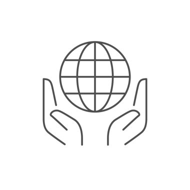 Dünya koruma hattı ana hatları simgesi beyaza izole edildi. Vektör illüstrasyonu