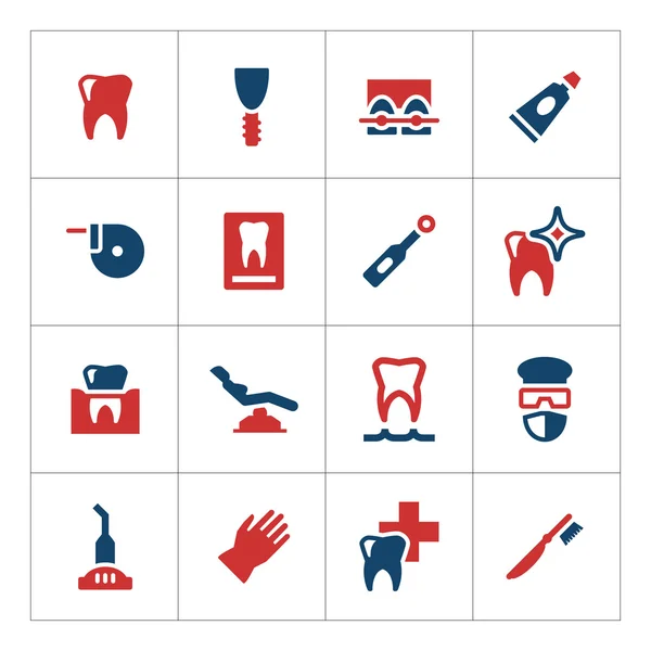 Set icônes de couleur de dentaire — Image vectorielle