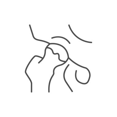 Kalça eklemi ana hat simgesi beyaza izole edildi. Vektör illüstrasyonu