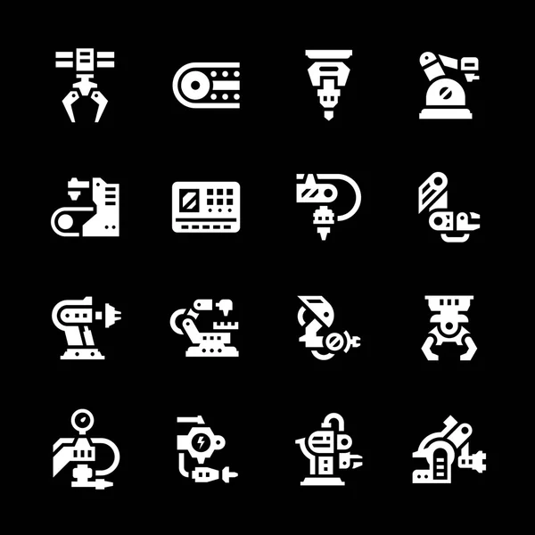 Conjunto de iconos de la industria robótica — Vector de stock