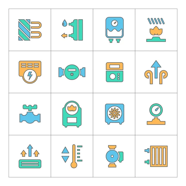 Set line icons of heating — Stock Vector
