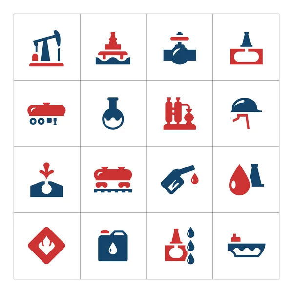 Imposta icone a colori dell'industria petrolifera — Vettoriale Stock