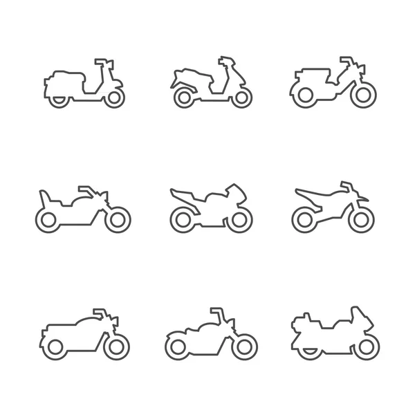 Установить линии значки мотоциклов — стоковый вектор