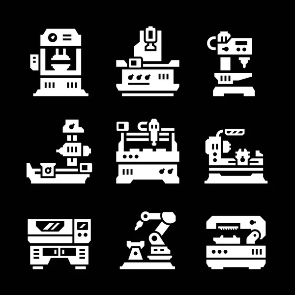 stock vector Set icons of machine tool