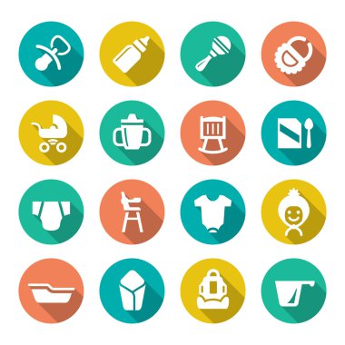 Yeni doğan bebeğin düz Icons set
