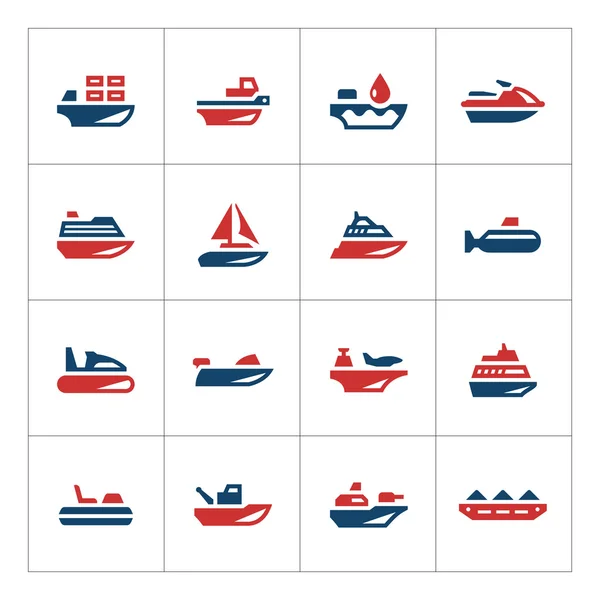 Stel de kleur iconen van het vervoer over water — Stockvector