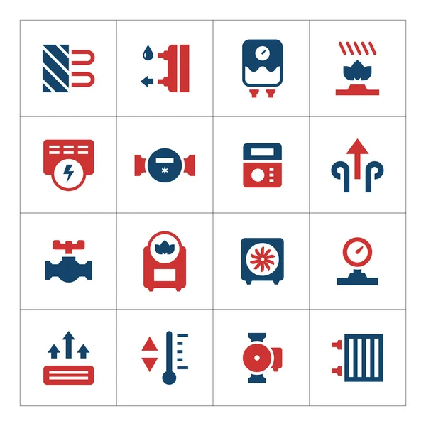 Set icônes de couleur de chauffage — Image vectorielle