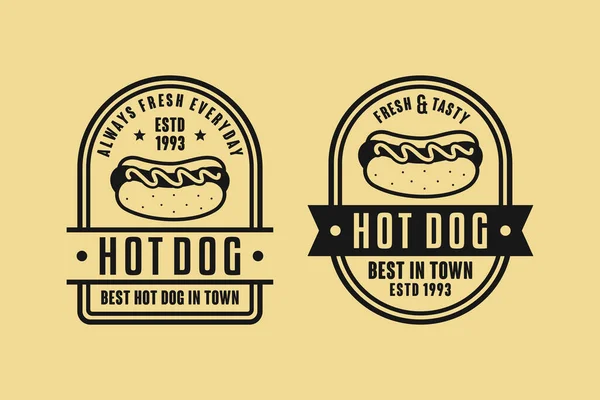 Hot dog vektör tasarımı vintage logo