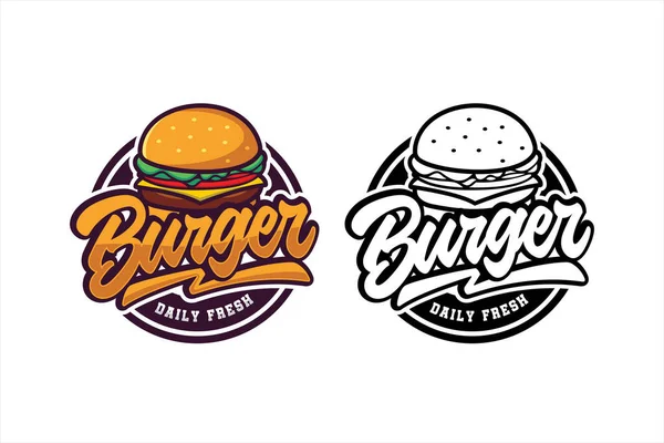 Burger Diario Fresco Vector Diseño Logo — Vector de stock