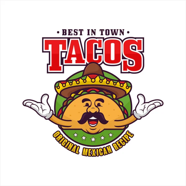 Tacos Mexian Mascot Design Logo — 스톡 벡터