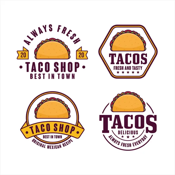 Taco Butik Färska Och Välsmakande Logotyp Samling — Stock vektor