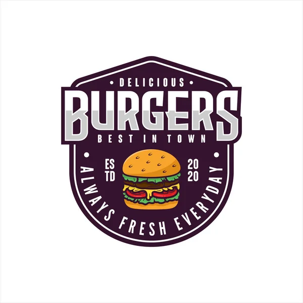 Burger Badge Vektor Design Logo — Stockvektor