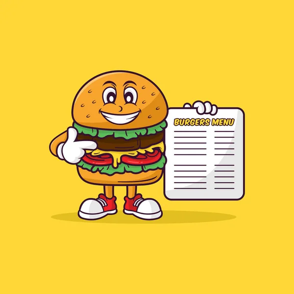 Empity Sign Burger Shop Mascot — 스톡 벡터