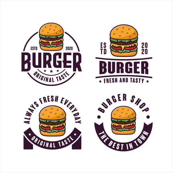 Burger Vektor Design Logo Kollektion — Stockvektor