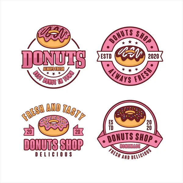 Donuts Shop Odznak Vektor Design Kolekce — Stockový vektor