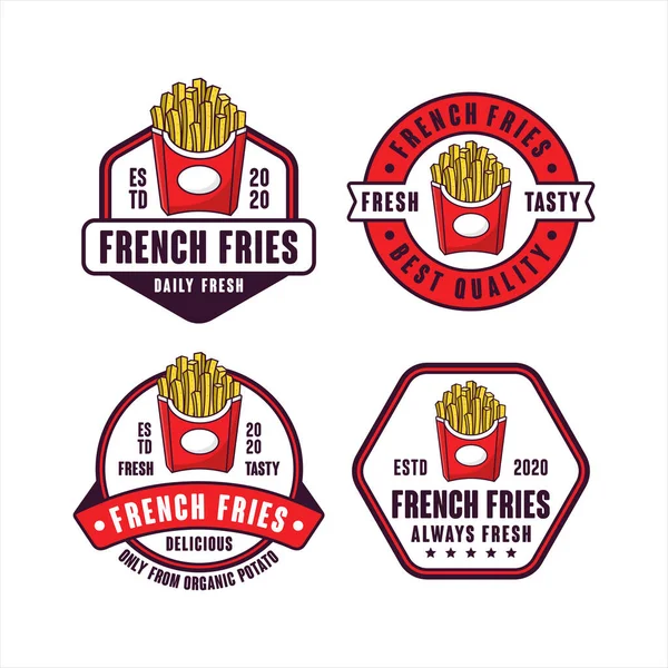 Papas Fritas Insignia Diseño Logo Colección — Vector de stock