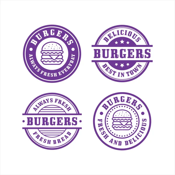 Burger Bélyegek Design Prémium Gyűjtemény — Stock Vector