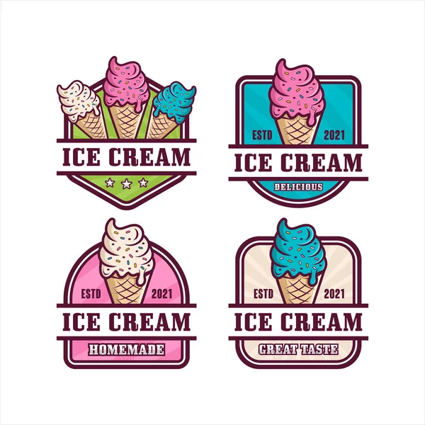 Ice Cream Badge Ontwerp Premium Collectiction — Stockvector