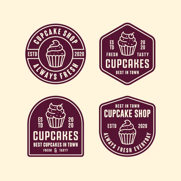 Cupcakes Shop Vektor Design Prémiové Logo — Stockový vektor