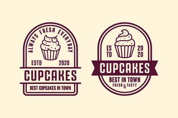 Cupcakes Vektor Design Prémiové Logo — Stockový vektor