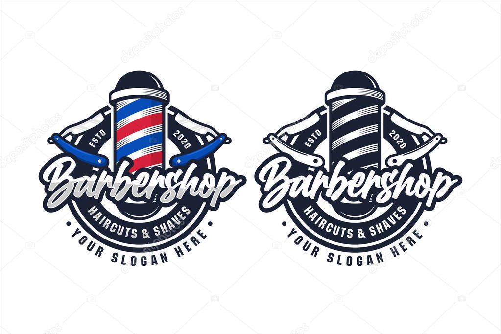 Barbershop vector logo design premium