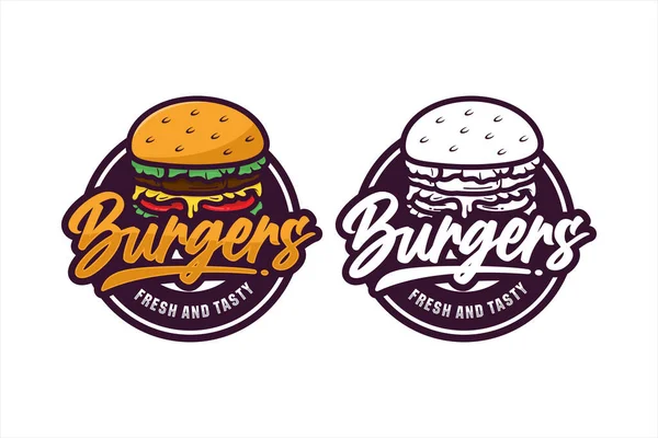 Бургеры Свежий Вкусный Дизайн Логотип Премии — стоковый вектор