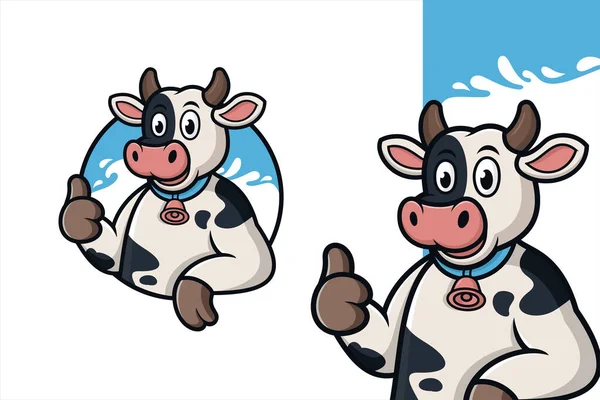 奶牛奶吉祥物设计图解 — 图库矢量图片