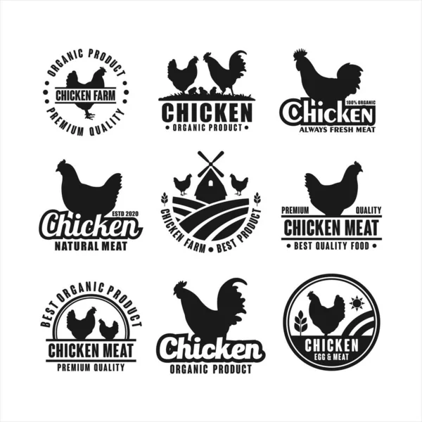 Tavuk çiftliği logo şablonu koleksiyonu