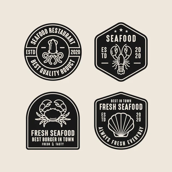 Seafood Restaurant Design Premium Logo Collection — Stock Vector