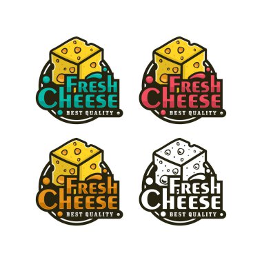 Taze peynir tasarım logosu koleksiyonu