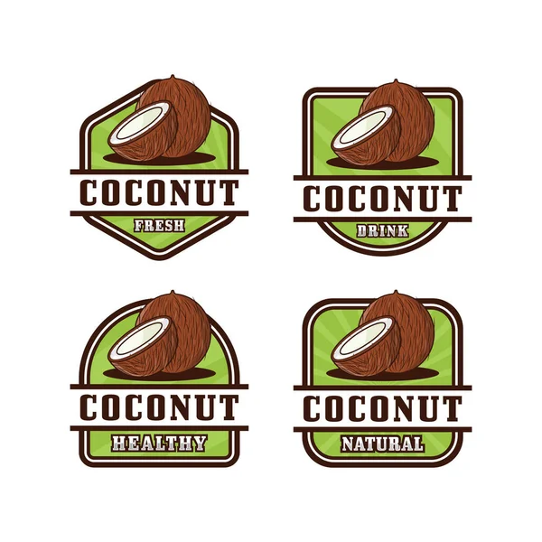 Coconut Badge Design Logo Kollektion — Stockvektor