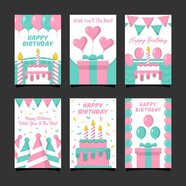 Colección Diseño Tarjeta Cumpleaños Feliz — Vector de stock