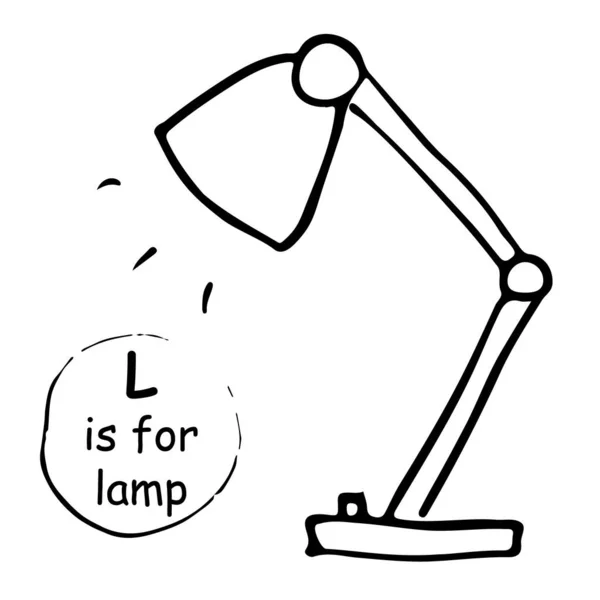 Bureaulamp cartoon doodle schets abc — Stockvector