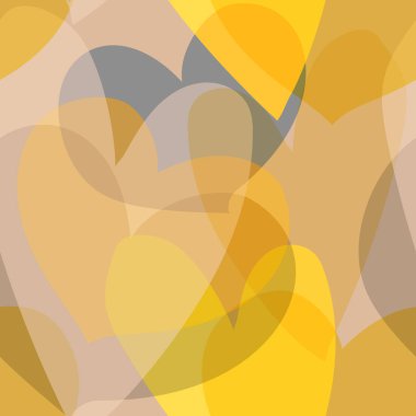 Sevgililer Günü için kusursuz bir örnek. Üst üste binen kalp şekilleri sarı, gri, bej renkler.